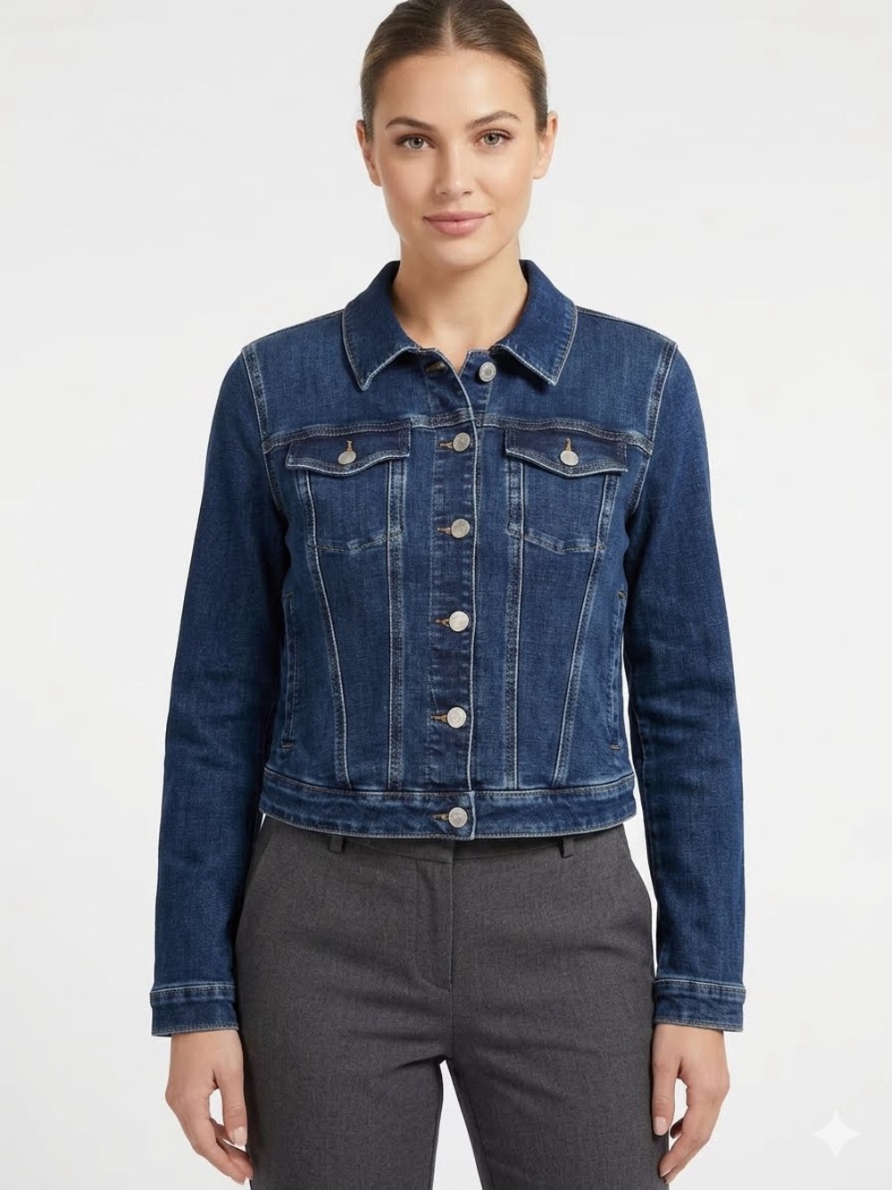 GUESS Dark Wash Denim Trucker Jacket | Classic Y2K Aesthetic Western | Womens L